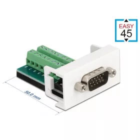   Delock Easy 45 modul VGA férfi 16 tűs csatlakozóblokkba 22,5 x 45 mm (81347)