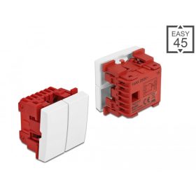   Delock Easy 45 kettes kapcsoló egypólusú egyirányú 45 x 45 mm, fehér (81363)