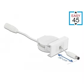   Delock Easy 45 modulos visszahúzható kábel DC 5,5 x 2,1 mm anya / apa fehér (81377)