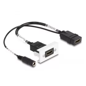   Delock Easy 45 HDMI 4K 60 Hz modul DC töltéssel 2,1 x 5,5 mm és rövid kábel, 22,5 x 45 mm (81384)