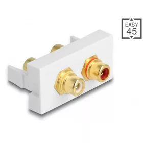   Delock Easy 45 modul 2 x RCA anya port, piros / fehér gyűrű 22,5 x 45 mm (81396)