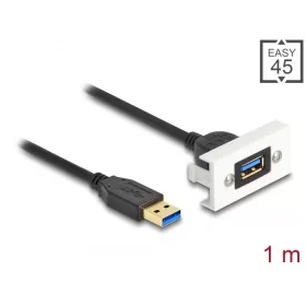   Delock Easy 45 modul SuperSpeed USB (USB 3.2 Gen 1) A-típusú USB anya A-típusú USB apa rövid kábellel, 22,5 x 45 mm (81399)