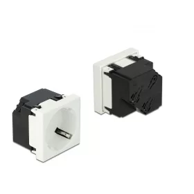   Delock 45 x 45 mm méretű, 45  elrendezésű Easy 45 földelt hálózati csatlakozóaljzat