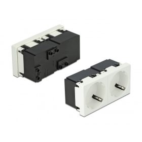   Delock 45 x 45 mm méretű, 2 modulos 45  elrendezésű Easy 45 földelt hálózati csatlakozóaljzat (81423)