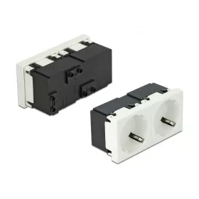   Delock 45 x 45 mm méretű, 2 modulos 45  elrendezésű Easy 45 földelt hálózati csatlakozóaljzat (81423)