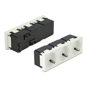   Delock 45 x 45 mm méretű, 3 modulos 45  elrendezésű Easy 45 földelt hálózati csatlakozóaljzat