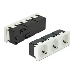   Delock 45 x 45 mm méretű, 3 modulos 45  elrendezésű Easy 45 földelt hálózati csatlakozóaljzat