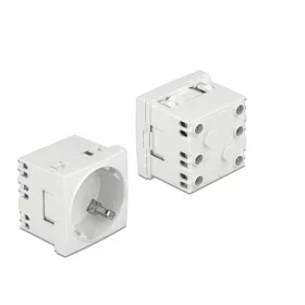   Delock 45 x 45 mm méretű, bővíthető, 45  elrendezésű Easy 45 földelt hálózati csatlakozóaljzat (81425)