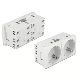   Delock 45 x 45 mm méretű, 2 modulos, bővíthető, 45  elrendezésű Easy 45 földelt hálózati csatlakozóaljzat (81426)