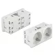 Delock 45 x 45 mm méretű, 2 modulos, bővíthető, 45  elrendezésű Easy 45 földelt hálózati csatlakozóaljzat (81426)