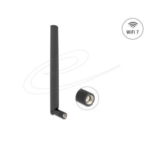   Delock WiFi 7 antenna RP-SMA-dugó 2,0 - 4,4 dBi 17 cm mindenirányú, dönthető csatlakozással (fekete színű)