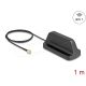 Delock WiFi 7 antenna RP-SMA-dugó 2,5 - 3,6 dBi irányítatlan, mágneses talppal és csatlakozókábellel ULA100 1 m, kültéri, fekete