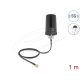 Delock 5G LTE GNSS WiFi 6 antenna SMA-dugó 1,1 - 4,0 dBi irányítatlan, csatlakozókábellel ULA100 1 m, tetőre szerelhető, kültéri, fekete