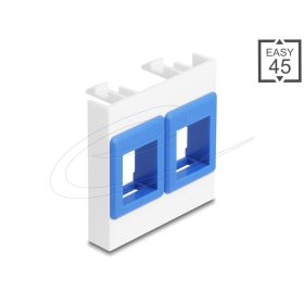   Delock Easy 45 modul két Keystone tartóval, 45 x 45 mm, fehér / kék