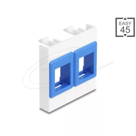   Delock Easy 45 modul két Keystone tartóval, 45 x 45 mm, fehér / kék
