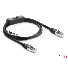   Delock RJ45 kábel, dugó dugó, kapcsolóval, Cat.6 F/UTP, 1 m   hálózati kapcsoló, fekete