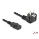 Delock PC tápkábel földelt csatlakozóval CEE 7/7 90 -ban hajlított - C13 anya, 2 m, 3 x 1,00 mm2 méretű fekete