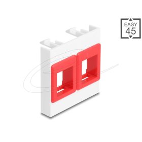   Delock Easy 45 modul két Keystone tartóval, 45 x 45 mm, fehér / piros