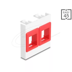   Delock Easy 45 modul két Keystone tartóval, 45 x 45 mm, fehér / piros