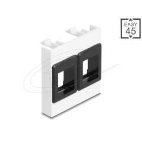   Delock Easy 45 modul két Keystone tartóval, 45 x 45 mm, fehér / fekete