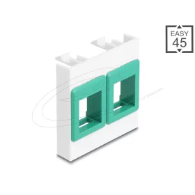   Delock Easy 45 modul két Keystone tartóval, 45 x 45 mm, fehér / zöld