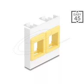   Delock Easy 45 modul két Keystone tartóval, 45 x 45 mm, fehér / sárga