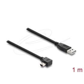   Delock USB 2.0 kábel A-típusú csatlakozódugó - Mini-B típusú csatlakozódugó, jobbra hajlítva, 1 m