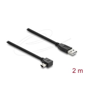   Delock USB 2.0 kábel A-típusú csatlakozódugó - Mini-B típusú csatlakozódugó, jobbra hajlítva, 2 m