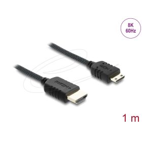   Delock Koaxiális High Speed HDMI kábel HDMI dugó - Mini HDMI dugó 8K 60 Hz fonott borítással 1 m