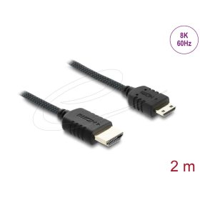   Delock Koaxiális High Speed HDMI kábel HDMI dugó - Mini HDMI dugó 8K 60 Hz fonott borítással 2 m