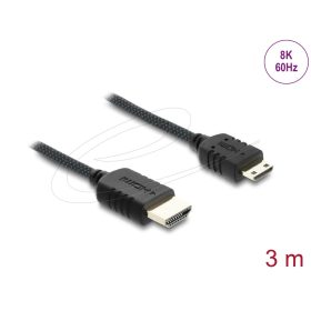   Delock Koaxiális High Speed HDMI kábel HDMI dugó - Mini HDMI dugó 8K 60 Hz fonott borítással 3 m