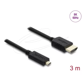   Delock Koaxiális High Speed HDMI kábel HDMI dugó - Micro HDMI dugó 8K 60 Hz 3 m