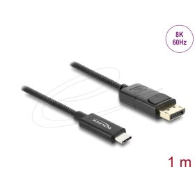   Delock Koaxiális USB Type-C  - DisplayPort kábel (DP Alt Mode) 4K 60 Hz fonott borítással 1 m