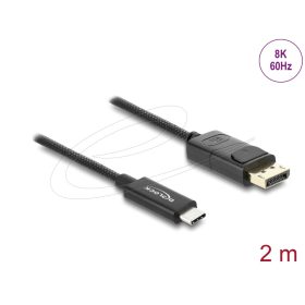   Delock Koaxiális USB Type-C  - DisplayPort kábel (DP Alt Mode) 4K 60 Hz fonott borítással 2 m