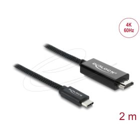   Delock Koaxiális USB Type-C  - HDMI kábel (DP Alt Mode) 4K 60 Hz fonott borítással 2 m