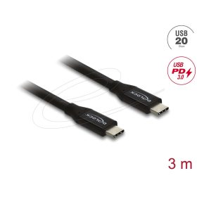 Delock Koaxiális USB 20 Gbps kábel USB PD 3.0 60 W 3 m