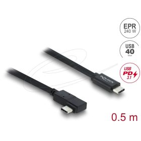   Delock Koaxiális USB 40 Gbps kábel ívelt bal / jobb USB PD 3.1 240 W 0,5 m
