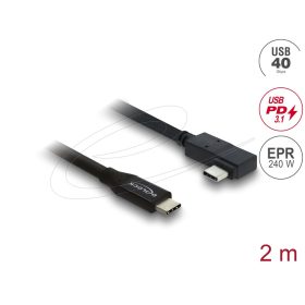   Delock Koaxiális USB 40 Gbps kábel ívelt bal / jobb USB PD 3.1 240 W 2 m
