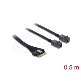   Delock PCIe 4.0 kábel Slim SAS SFF-8654 8i   2 x Mini SAS HD SFF-8643, 0,5 m