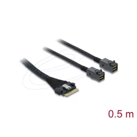   Delock PCIe 4.0 kábel Slim SAS SFF-8654 8i   2 x Mini SAS HD SFF-8643, 0,5 m