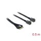 Delock PCIe 4.0 kábel Slim SAS SFF-8654 8i   2 x Mini SAS HD SFF-8643, 0,5 m