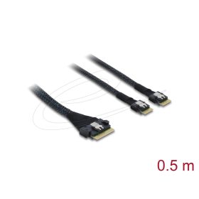   Delock PCIe 4.0 kábel Slim SAS SFF-8654 8i   2 x Slim SAS SFF-8654 4i, 0,5 m