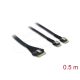 Delock PCIe 4.0 kábel Slim SAS SFF-8654 8i   2 x Slim SAS SFF-8654 4i, 0,5 m