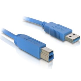 Delock USB3.0, A-B kábel, apa/apa, kék, 1m (82580)