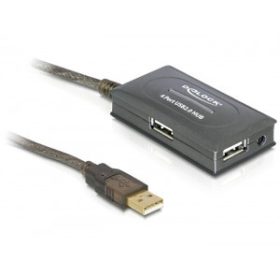   Delock USB 2.0 hosszabbító kábel, 10 m aktív, 4 portos Hub (82748)