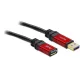 USB kábel 1 x USB 3.0 dugó A- 1 x USB 3.0 aljzat A, 3 m, piros, fekete, aranyozott