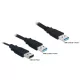 DeLock DL82908 USB 3.0-A apa -> USB 3.0-A apa + USB 2.0-A apa kábel