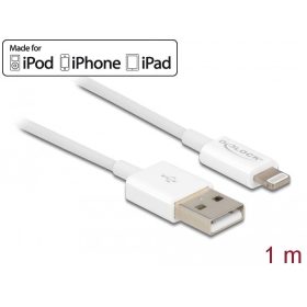   Delock USB adat- és töltőkábel iPhone , iPad  és iPod  készülékhez fehér 1 m