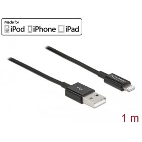   Delock USB adat- és töltőkábel iPhone , iPad  és iPod  készülékhez fekete 1 m