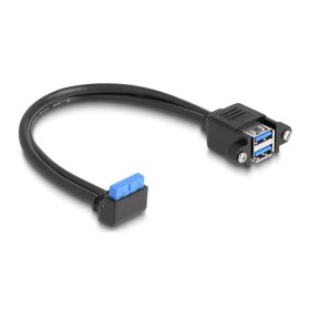   Delock Kábel USB 5 Gbps tűfejes anya 90 -ban hajlított végződéssel és 2 db.-os beépített USB 5 Gbps A-típusú anya végződéssel 50 cm ...